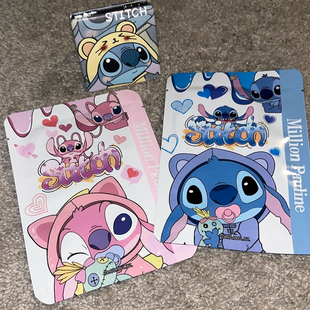 Two Stitch Cartoon Collagen Facial Mask and a double Pocket Mirror also Stich